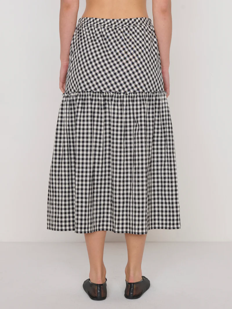 Liza Gingham Skirt - Black Cream Gingham