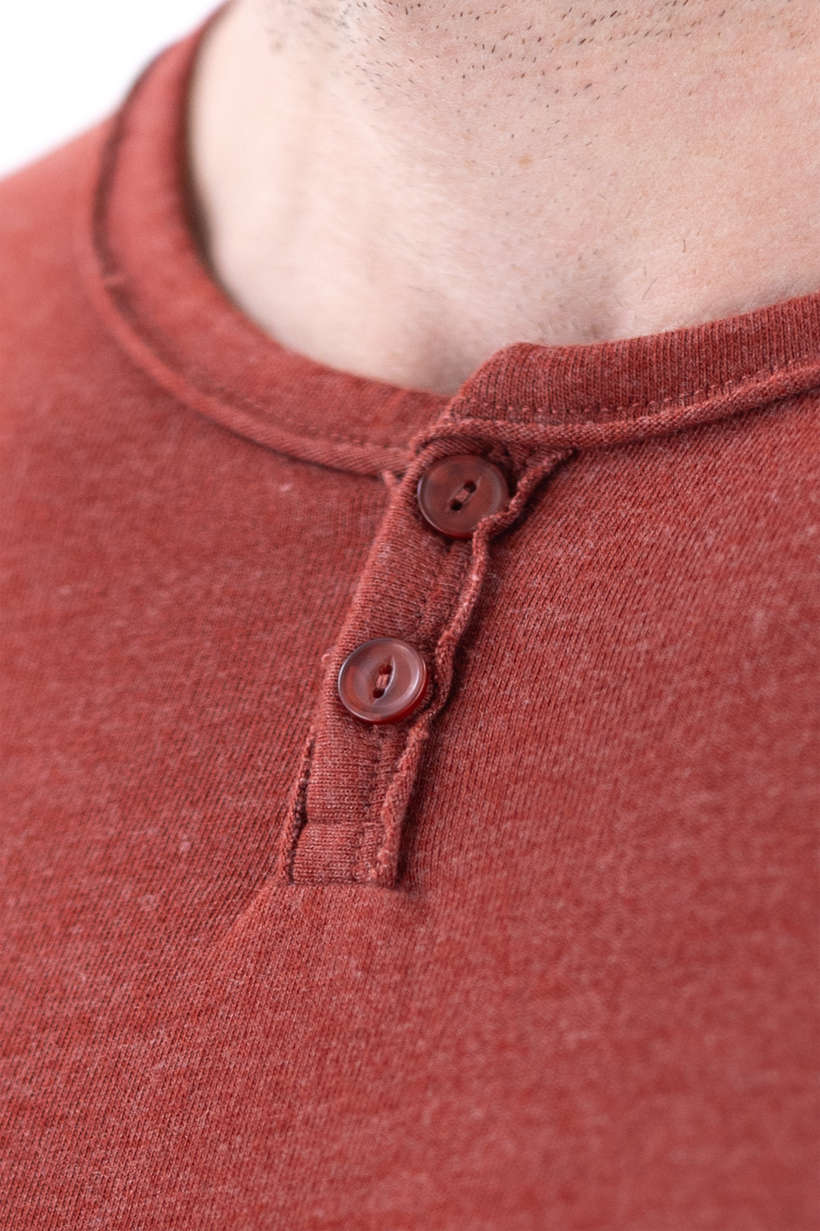 Long Sleeve Vintage Henley - Fired Brick