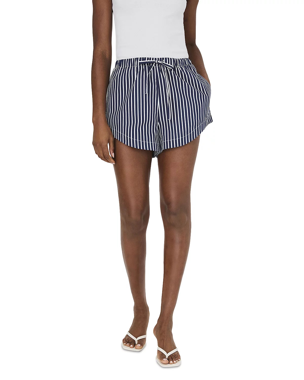 Alexis Cotton Drawstring Short-Summer White/Navy