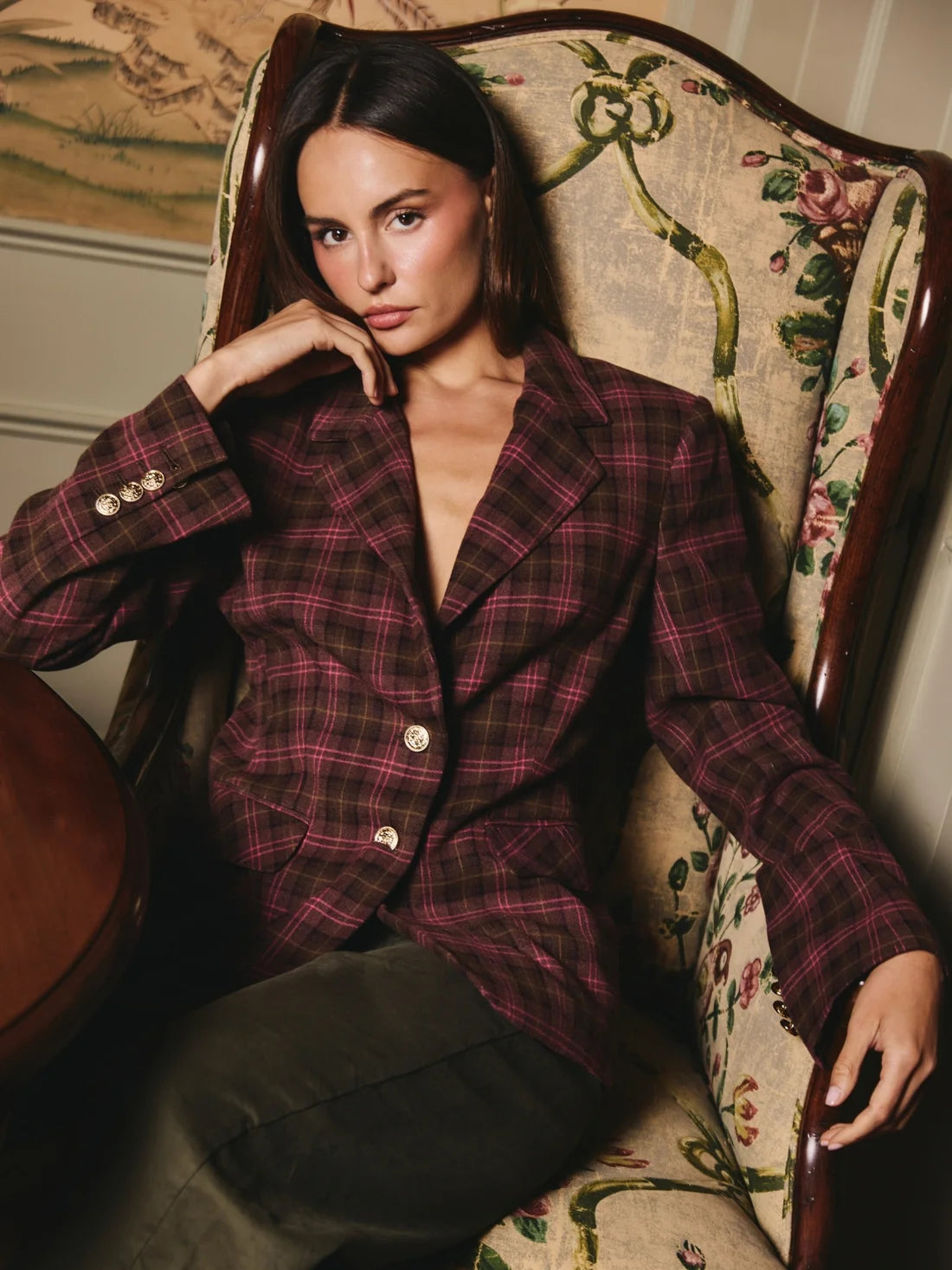 Kaye Blazer Jacket-Mocha Plaid