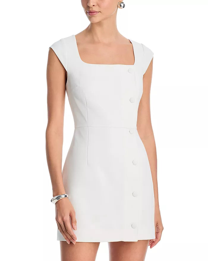 Azra Twil Square Neck Mini Dress-Summer White