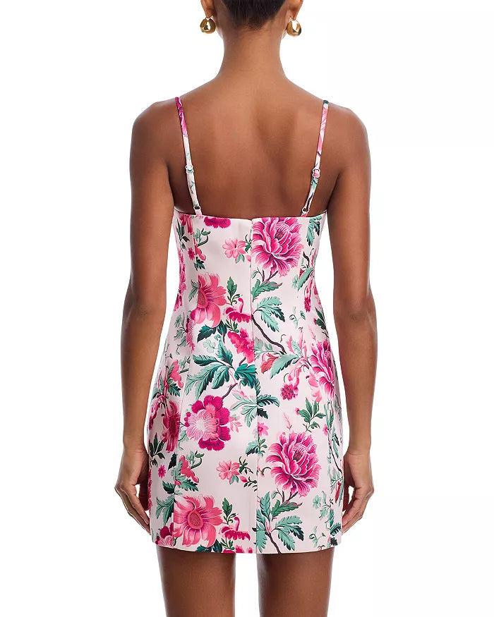 Christa York Satin Christa FLR Mini Dress-Pink Icing Floral