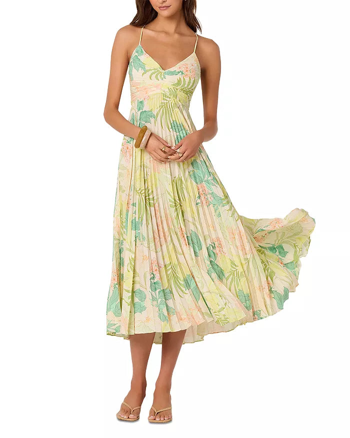 Blythe Dress-Green Peach Tropical