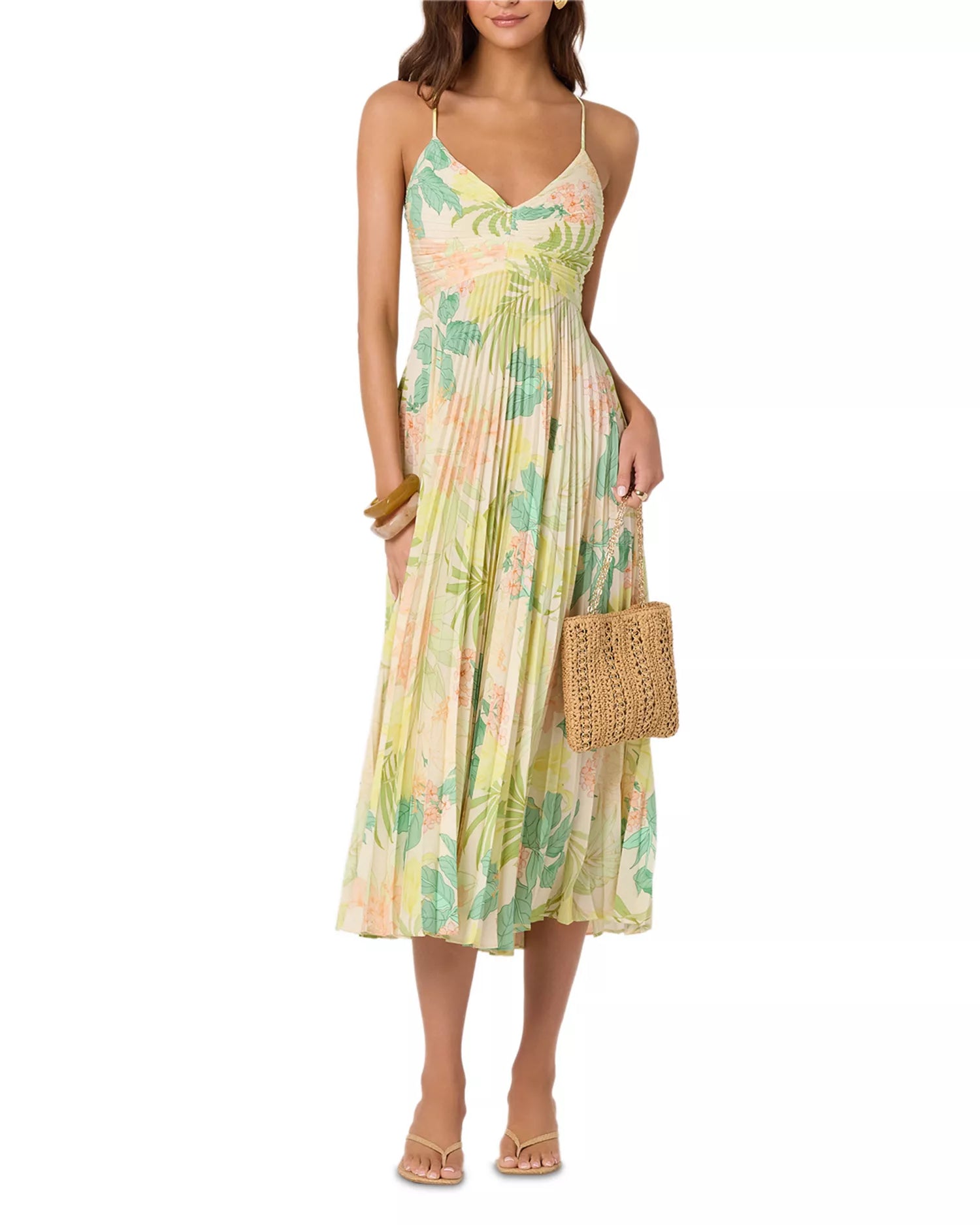 Blythe Dress-Green Peach Tropical