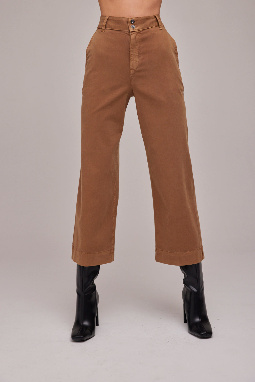 Saige Wide Leg Crop-Warm Oak