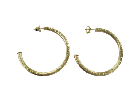Small Hammered Everybody's Favorite Hoops-Brushed Gold