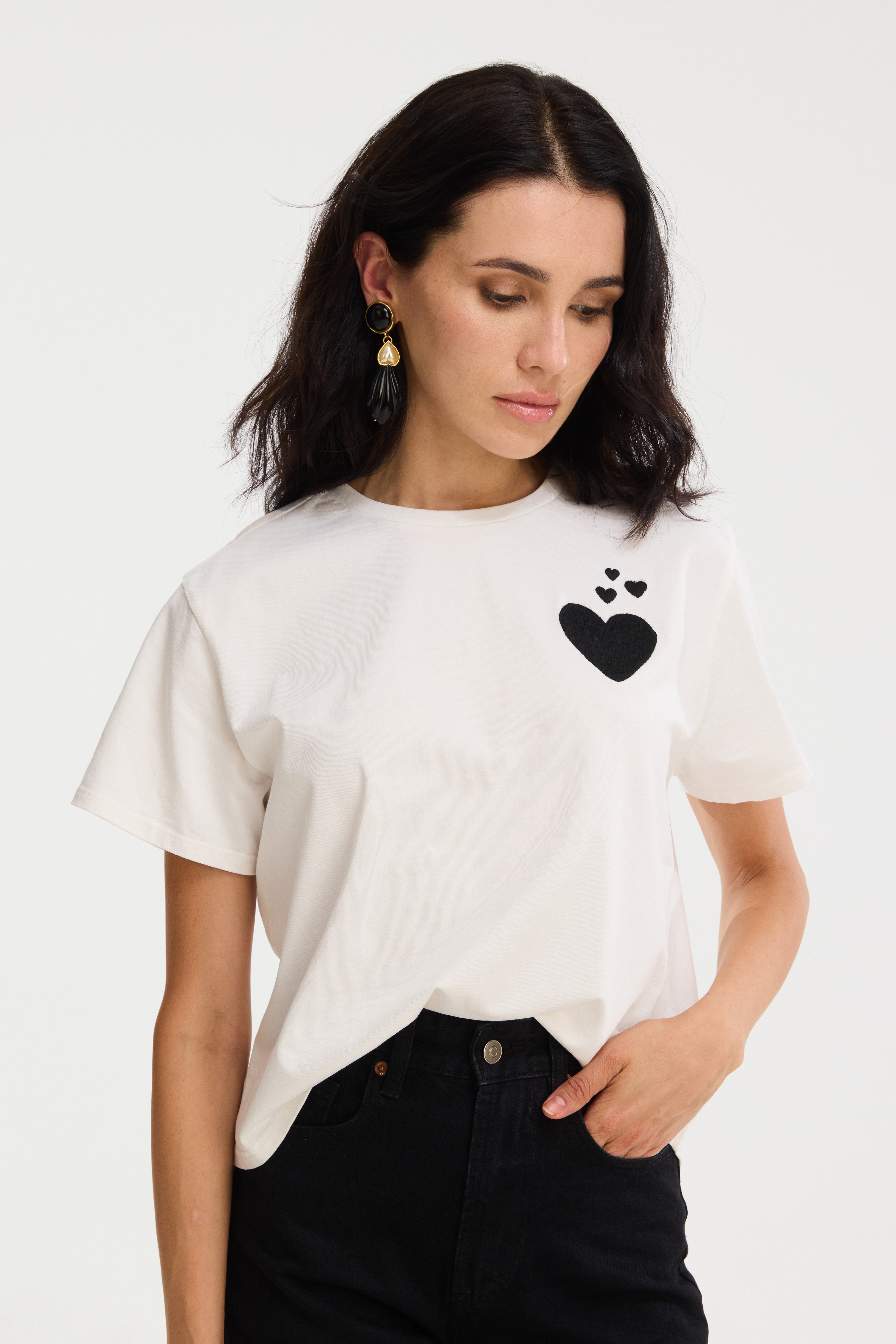 Embroidered Hearts Tee