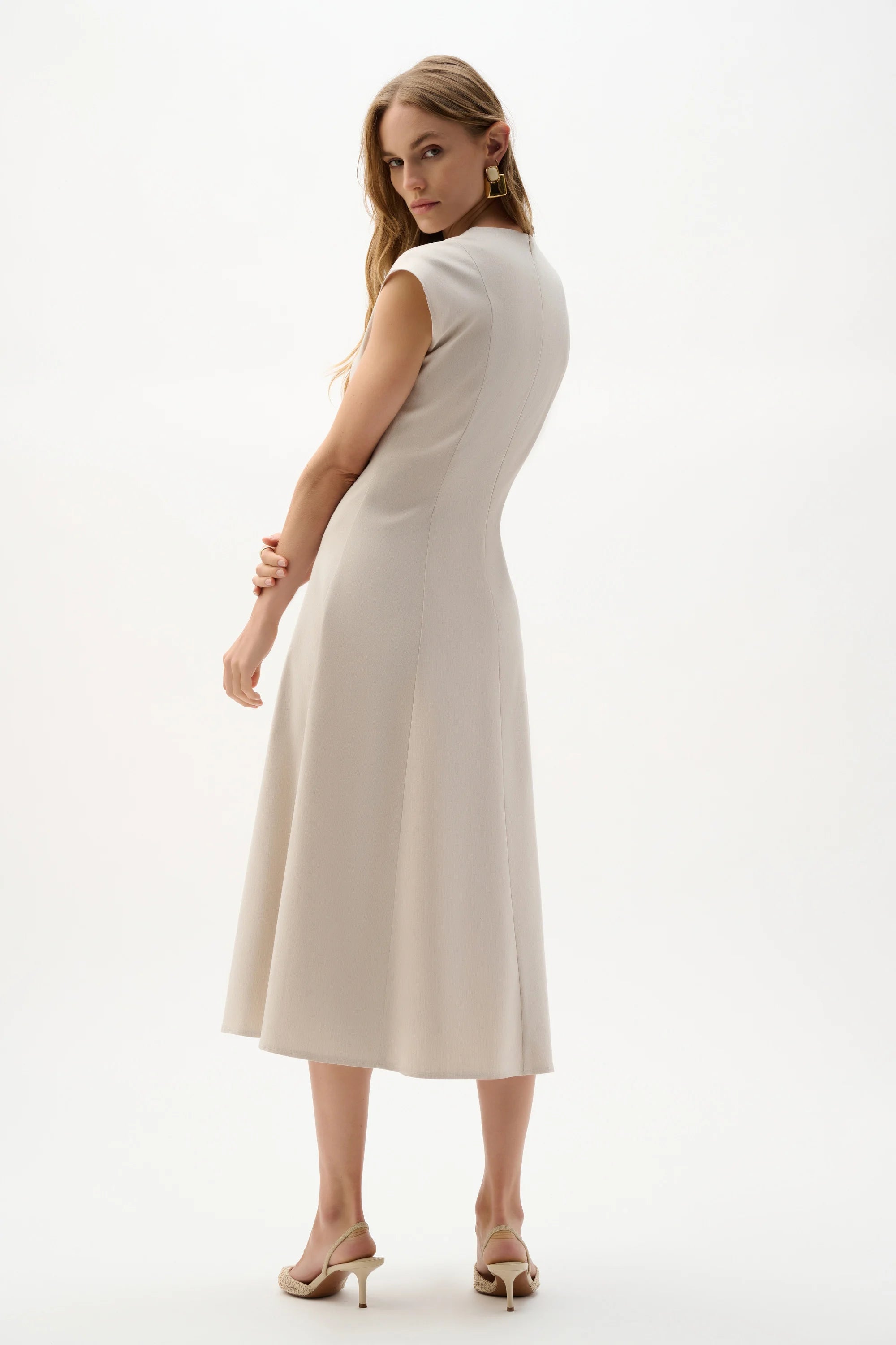 Melange Millennium Fit & Flare Dress-Natural