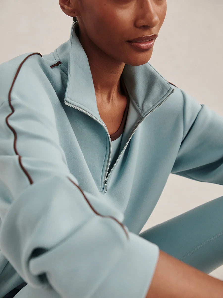 Varley Sian Piped Half Zip-Tourmaline