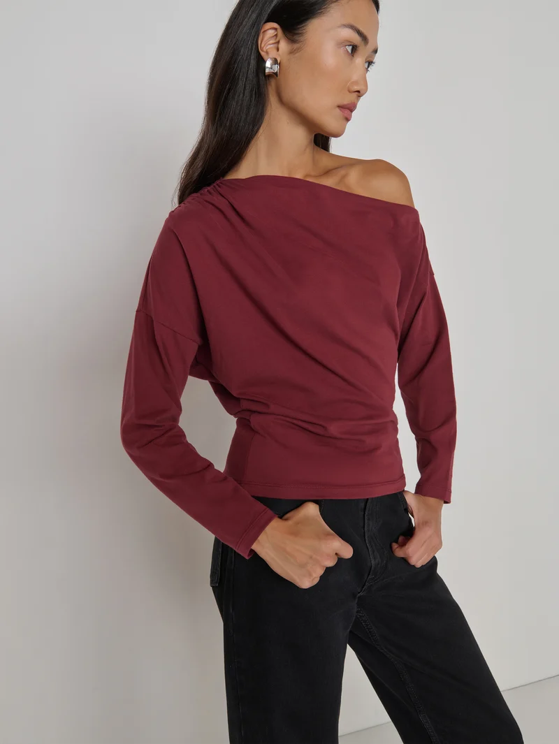 Pietra Off Shoulder Top - Truffle