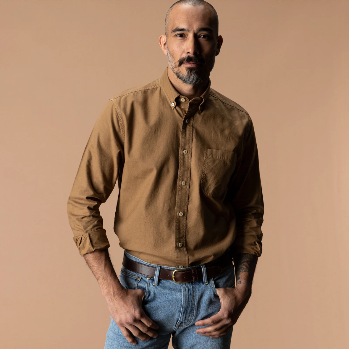 Beck Cotton Oxford Shirt - Bronze