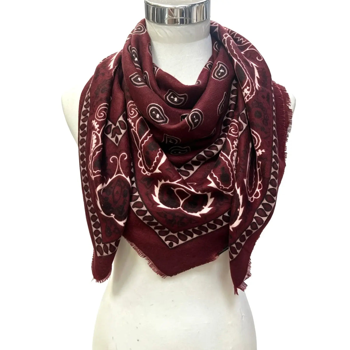 Western Wool Bandana-Bordeaux