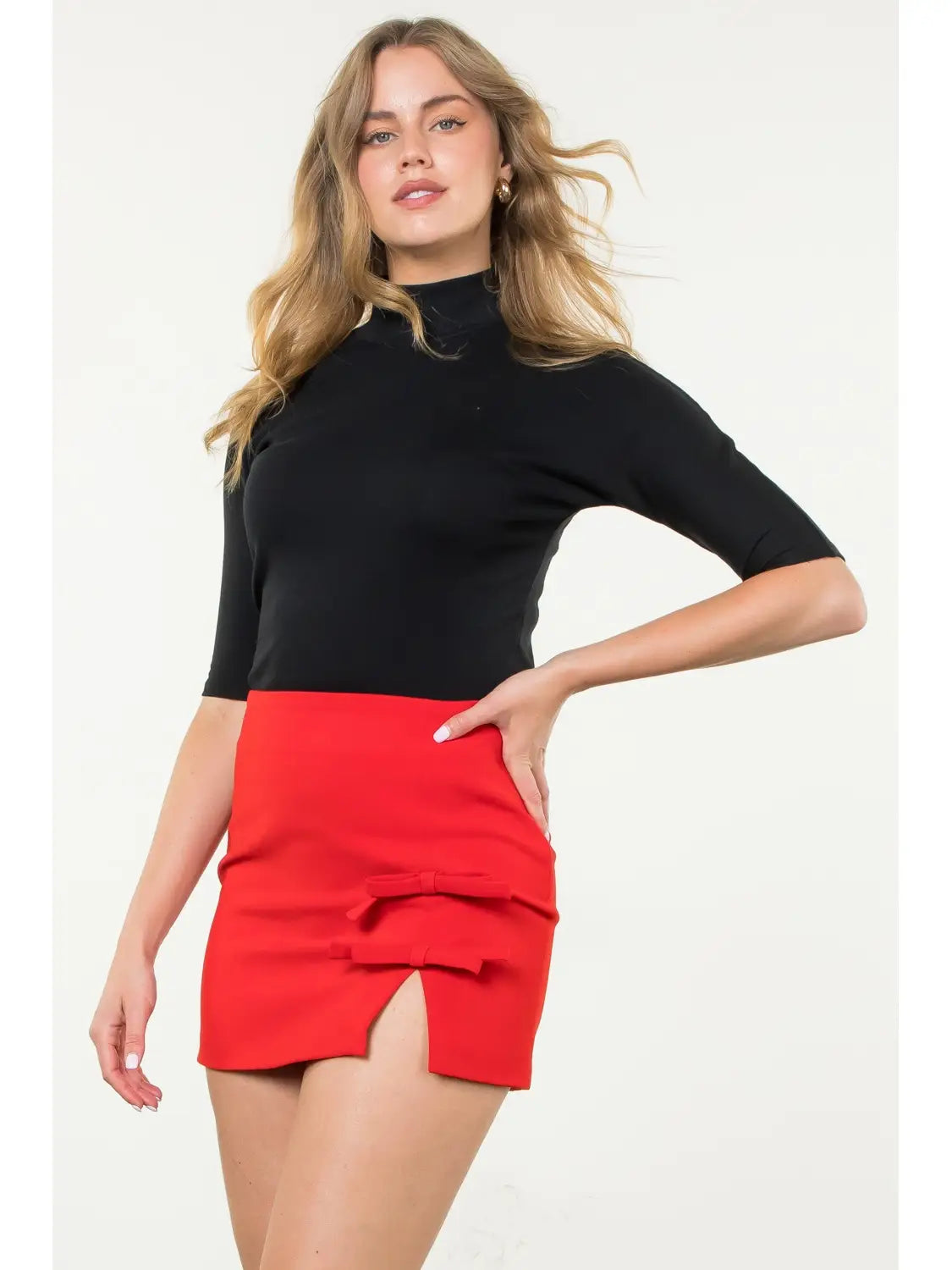 Bow Detail Slit Skirt