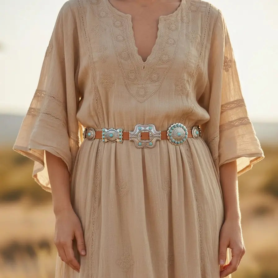 Dottie Turquoise Leather Western Belt