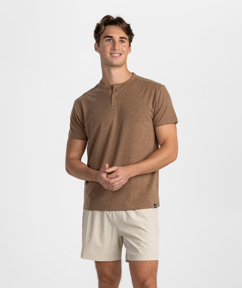 Max Comfort Short Sleeve Henley - Walnut