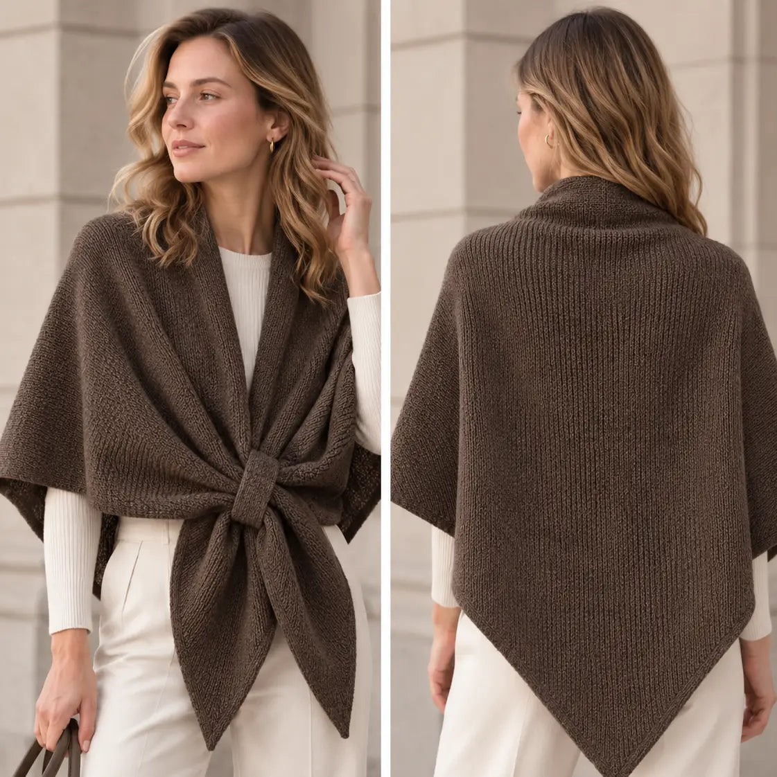 Poncho Triangle Scarf-Cafe