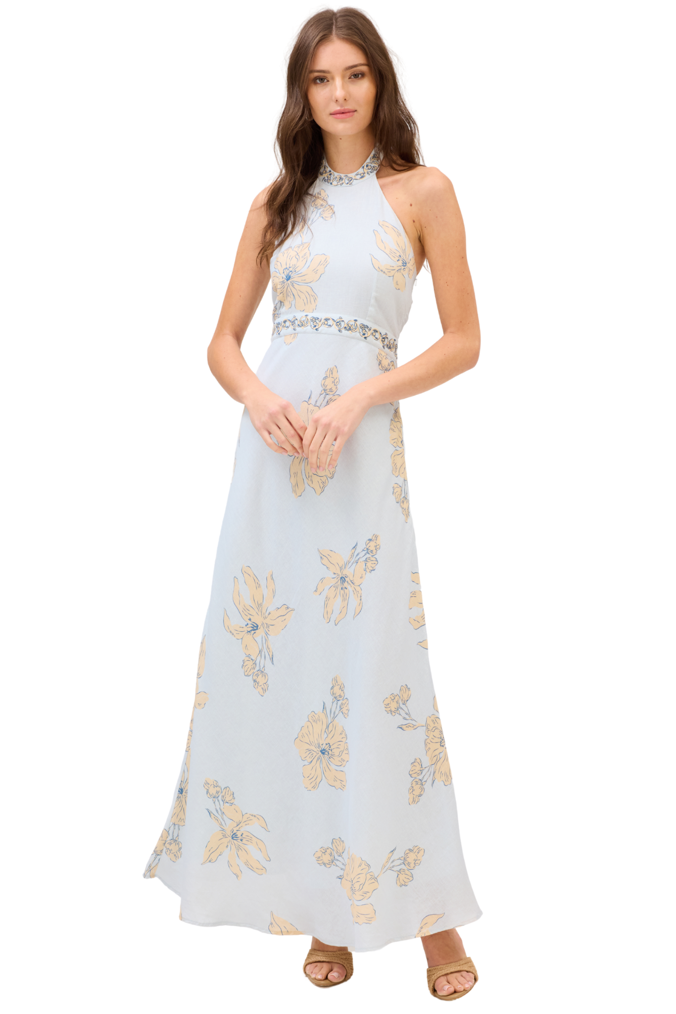 Riley Maxi Dress - Pale Blue Floral
