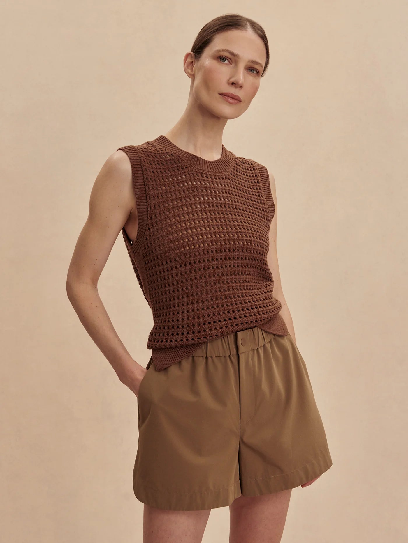 Varley-Nilla Mid Rise Short 3.5"-Taupe Stone