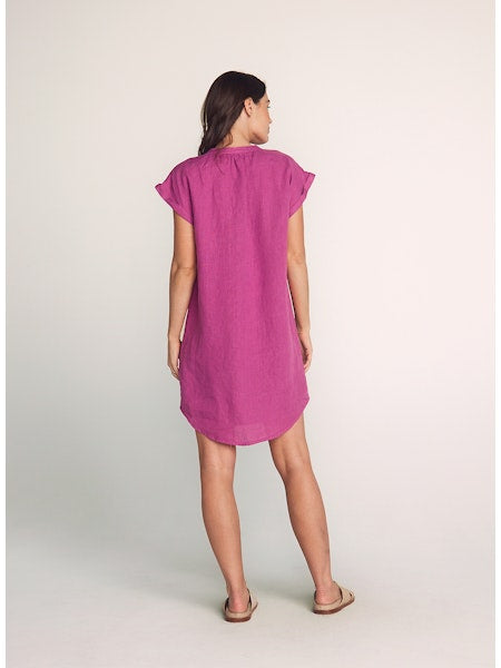 Bella Dahl Cap Sleeve Henley Dress-Plum