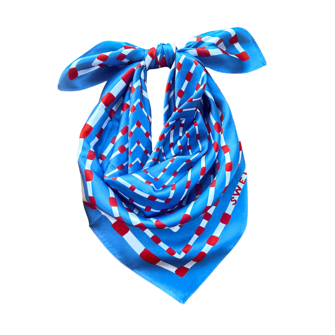 Powder Blue & Red Gameday Silk Scarf