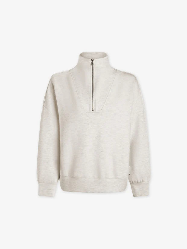 Hawley Half Zip Sweat-Ivory Marl