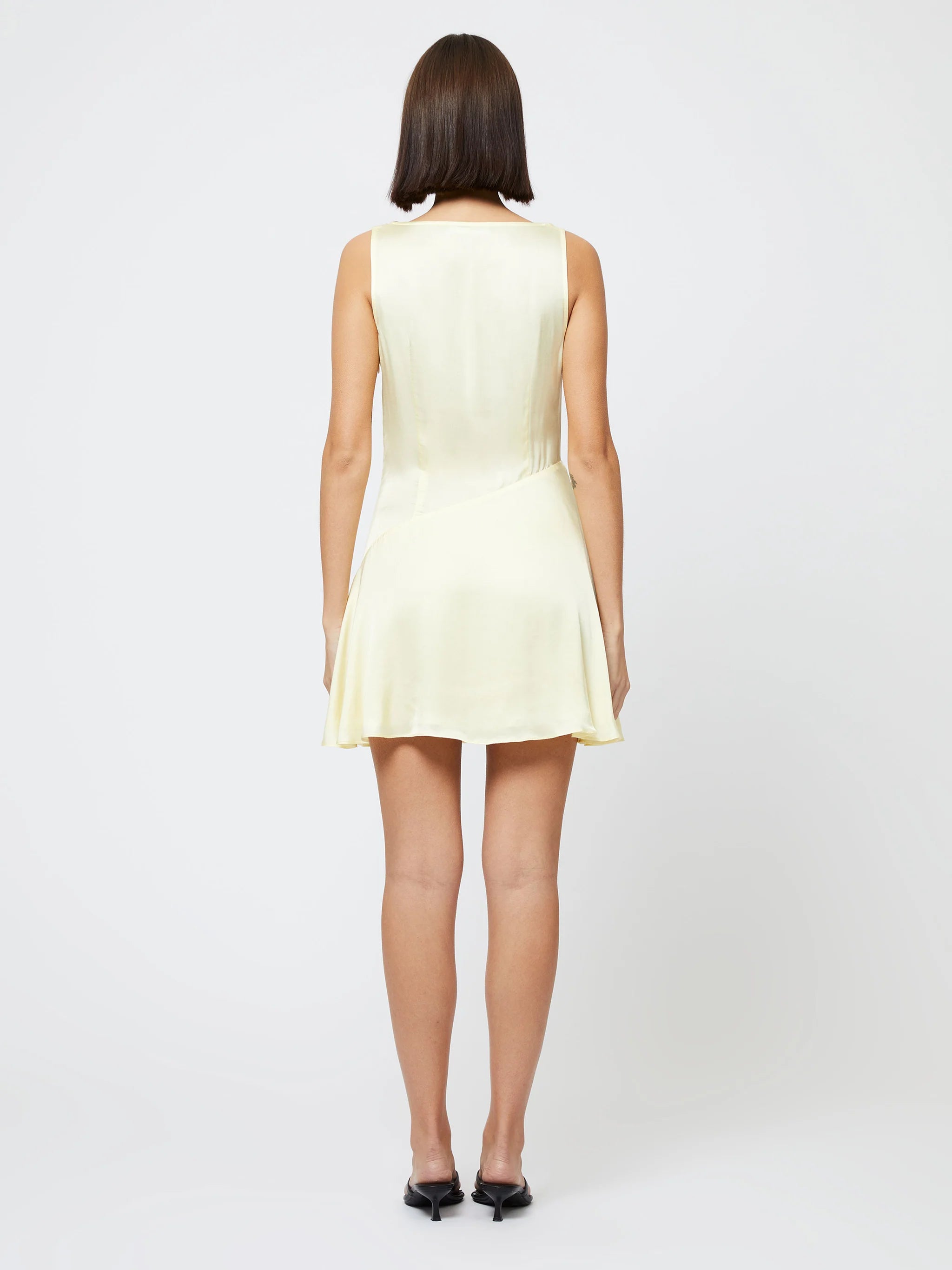 Oona Satin Asymmetrical Mini-Cornsilk Yellow