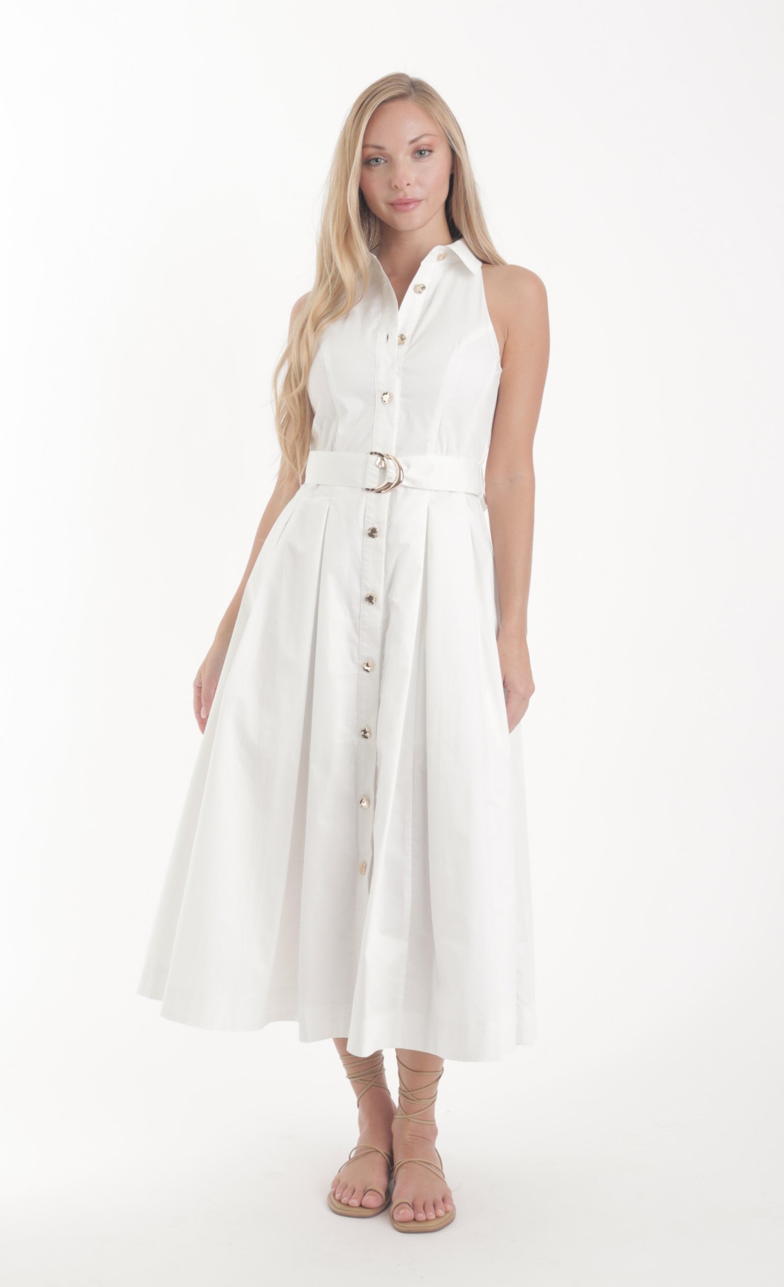 Zarae Solid White Dress