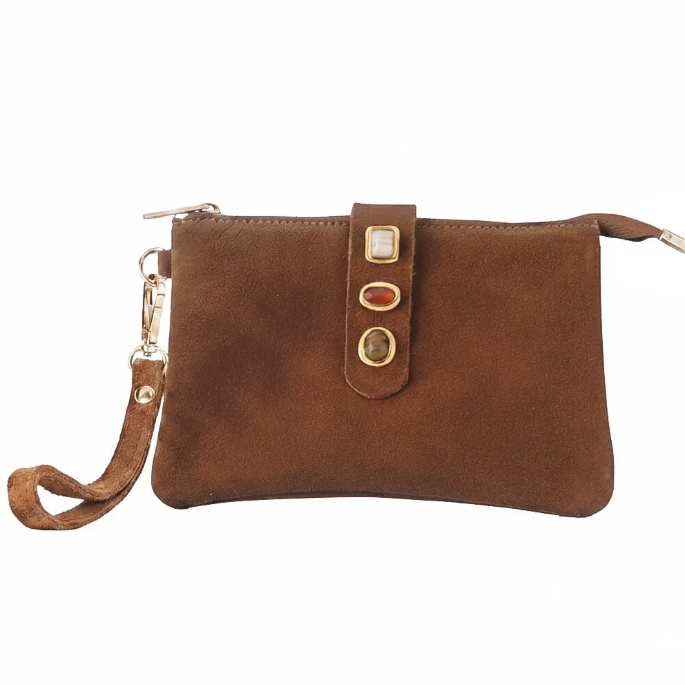 Gemstone Suede Wristlet