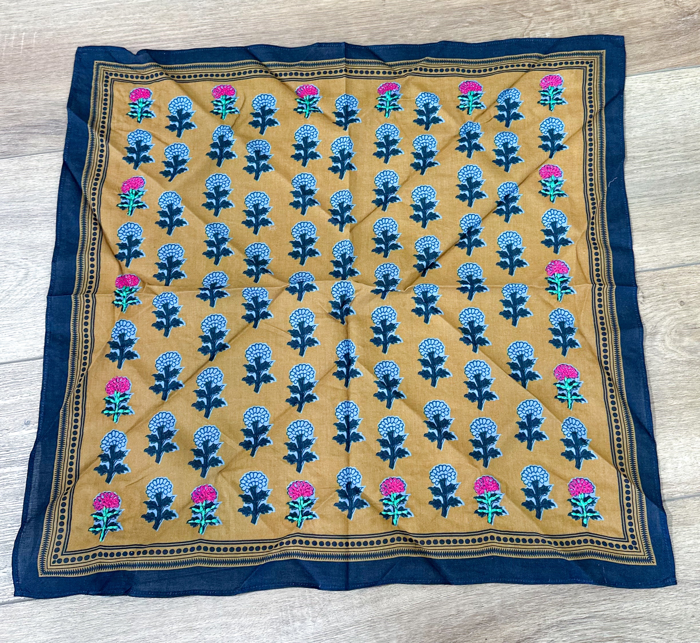 Navy/Mustard Floral Neck Scarf