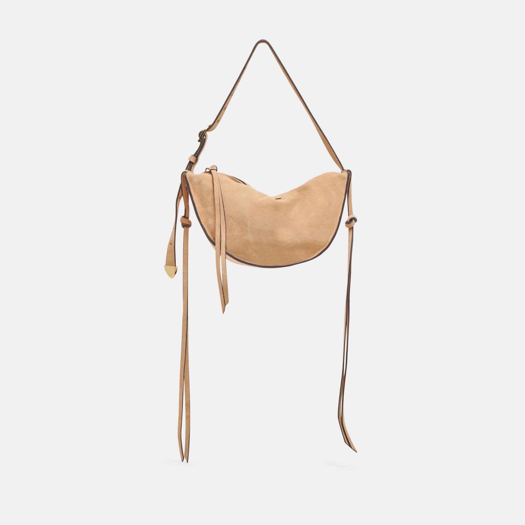 Verona Shoulder Bag-Beige Suede