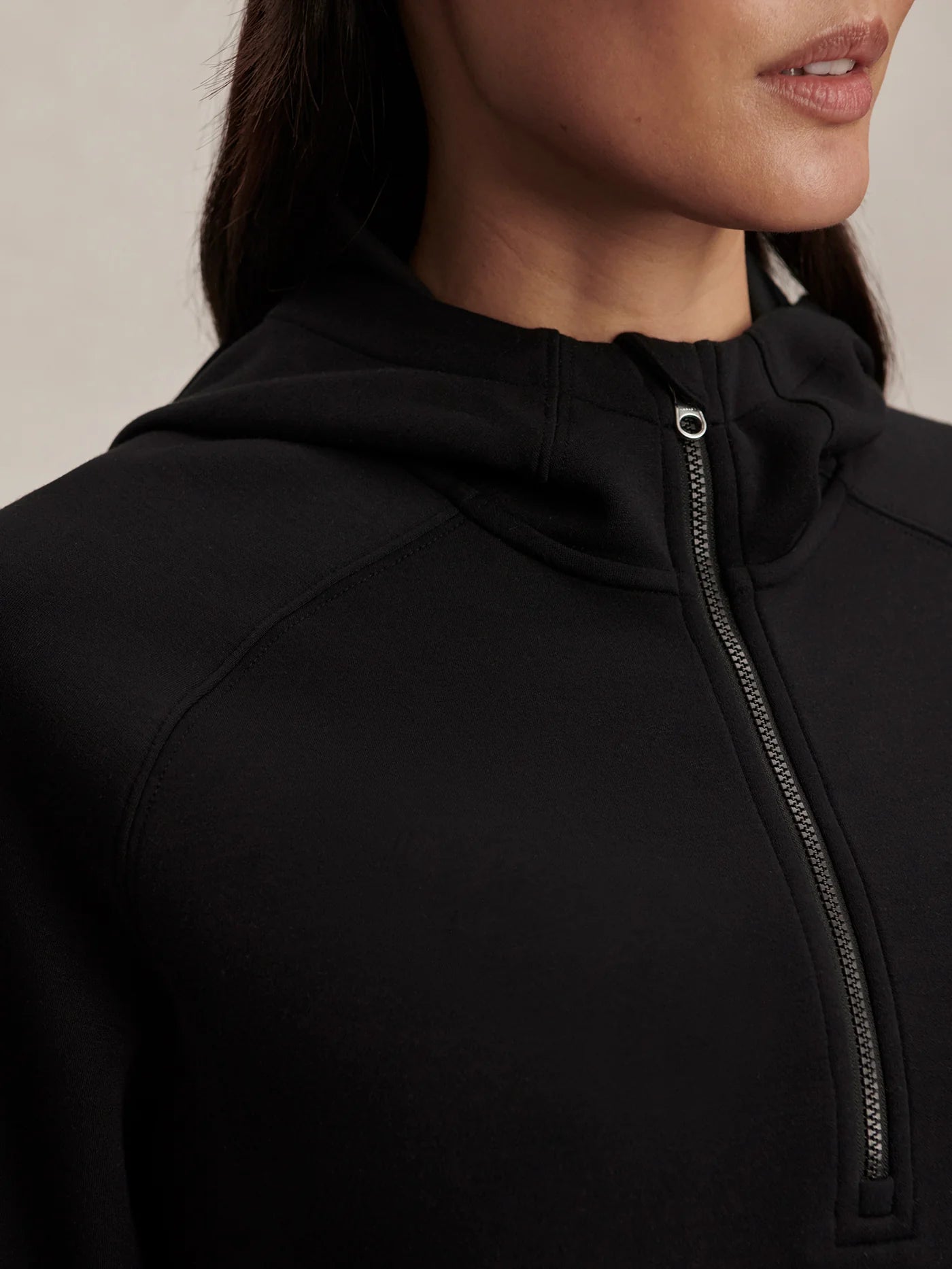 Karo Half Zip Mid-Layer Hoodie-Black