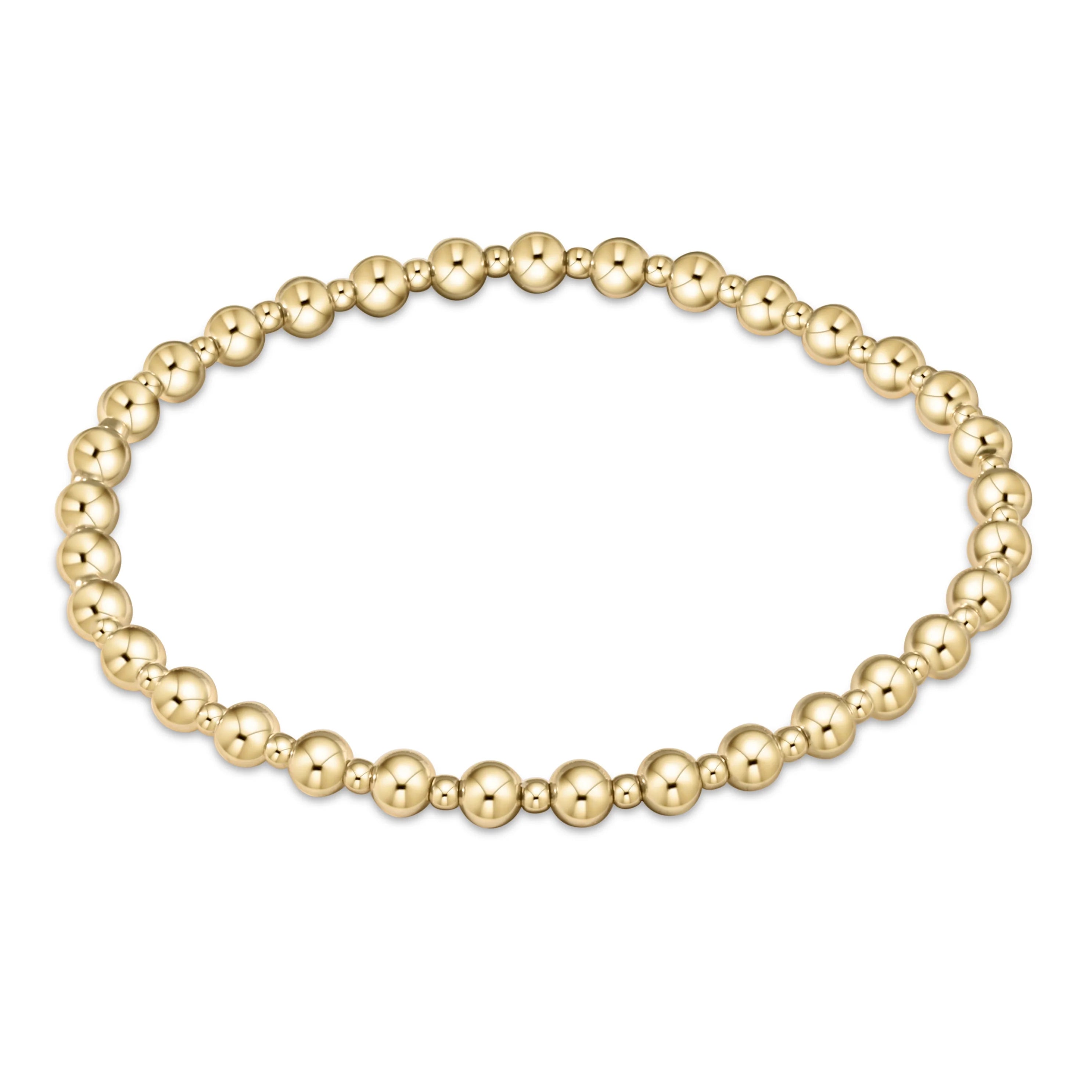 Classic Grateful Pattern 4mm Gold Beaded Bracelet -EN
