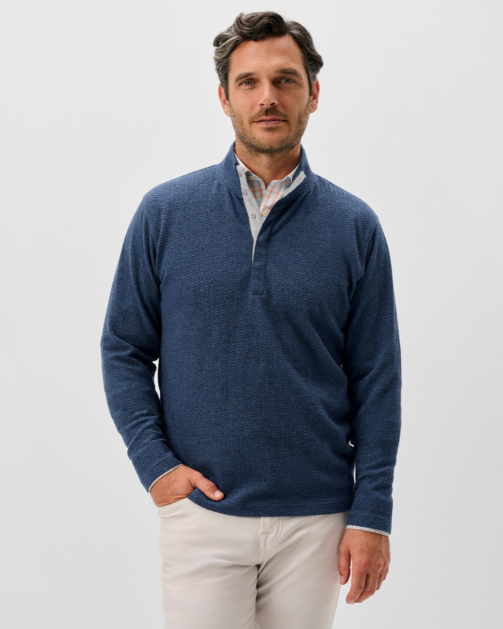 Ransel Hidden Snap Pullover - Navy
