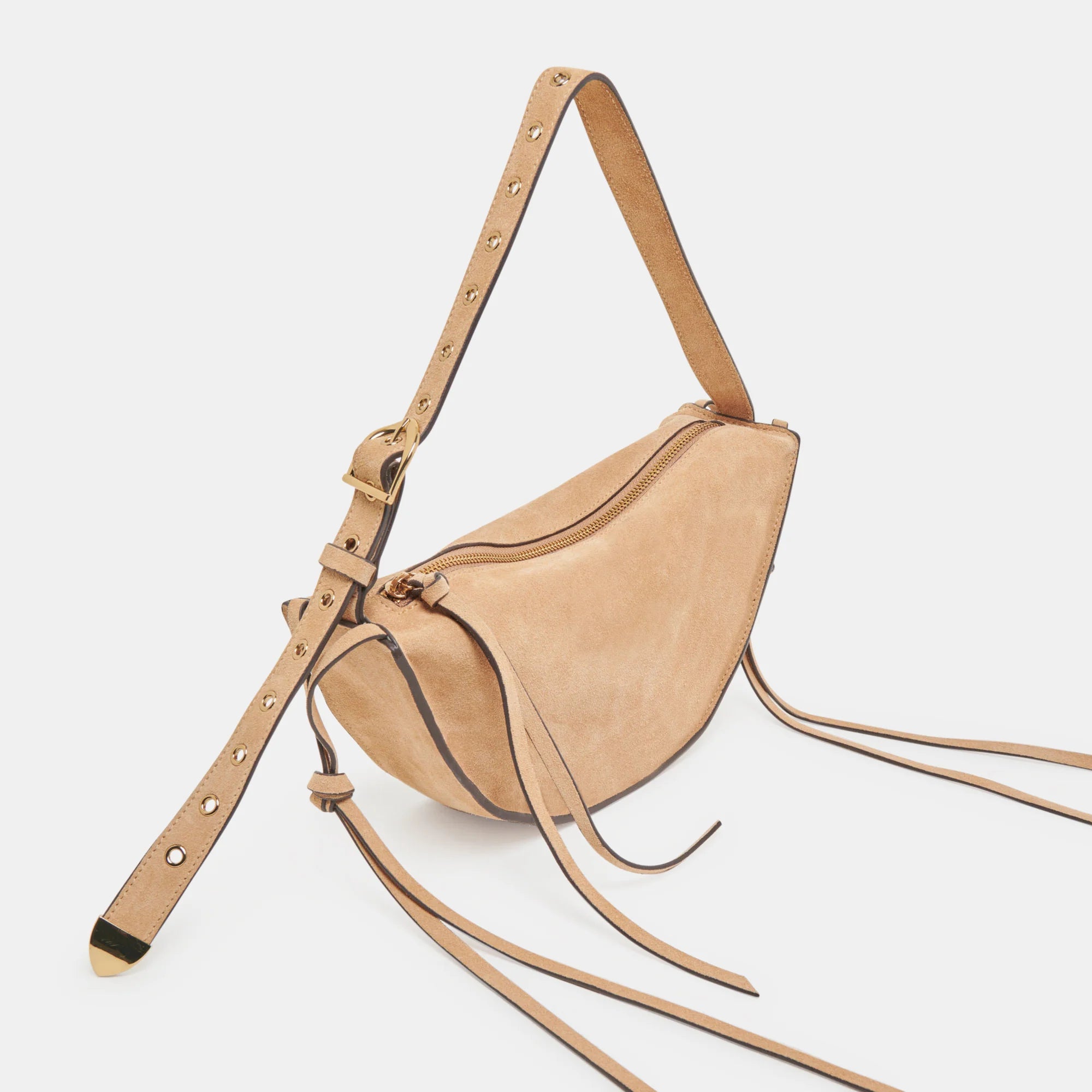 Verona Shoulder Bag-Beige Suede