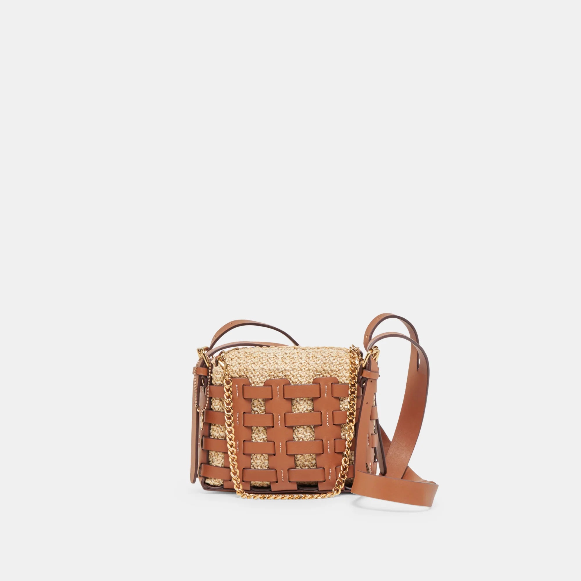 Cassis Crossbody Saddle-Natural Raffia
