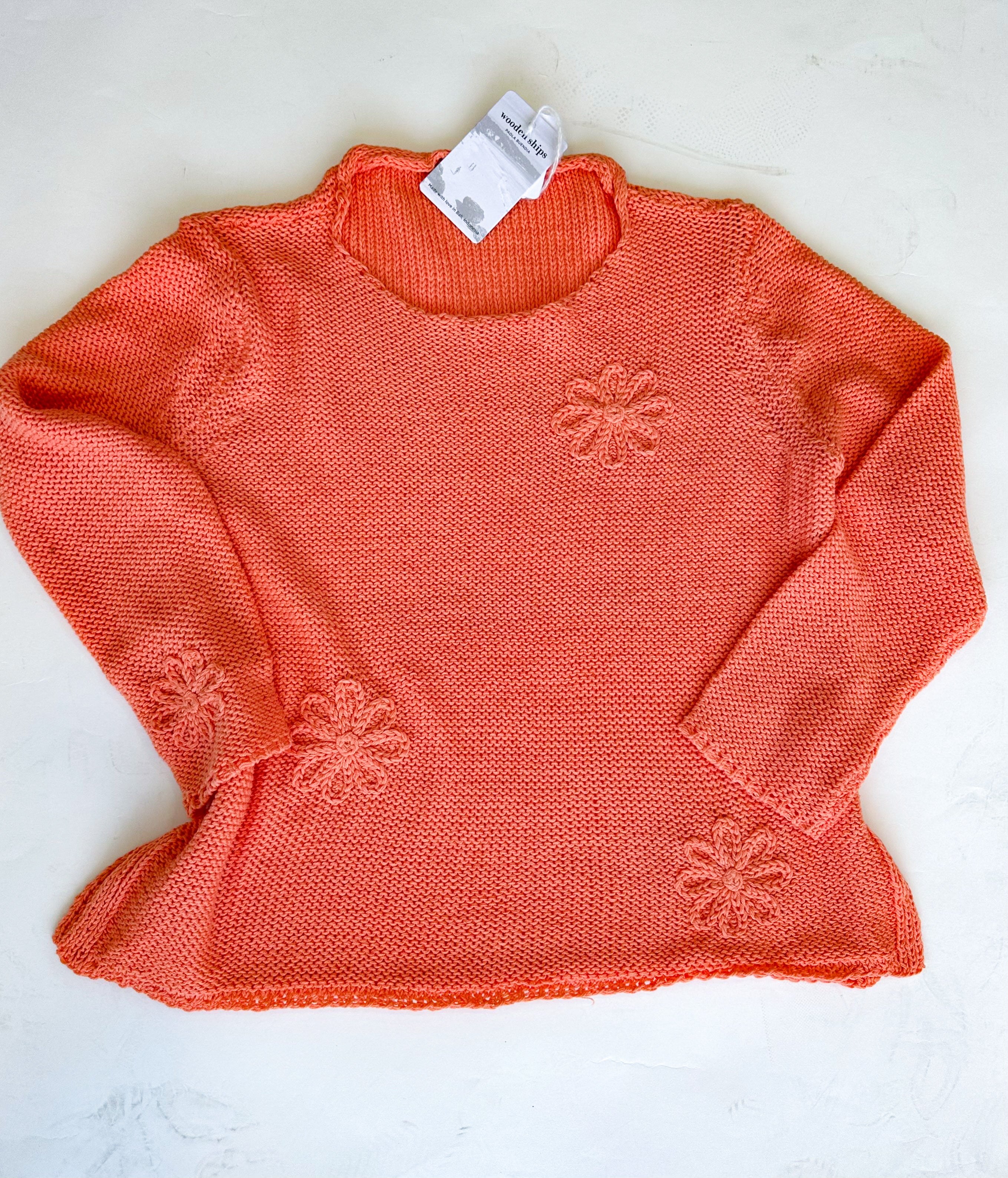 Blossom Crewneck Sweater-Cantaloupe
