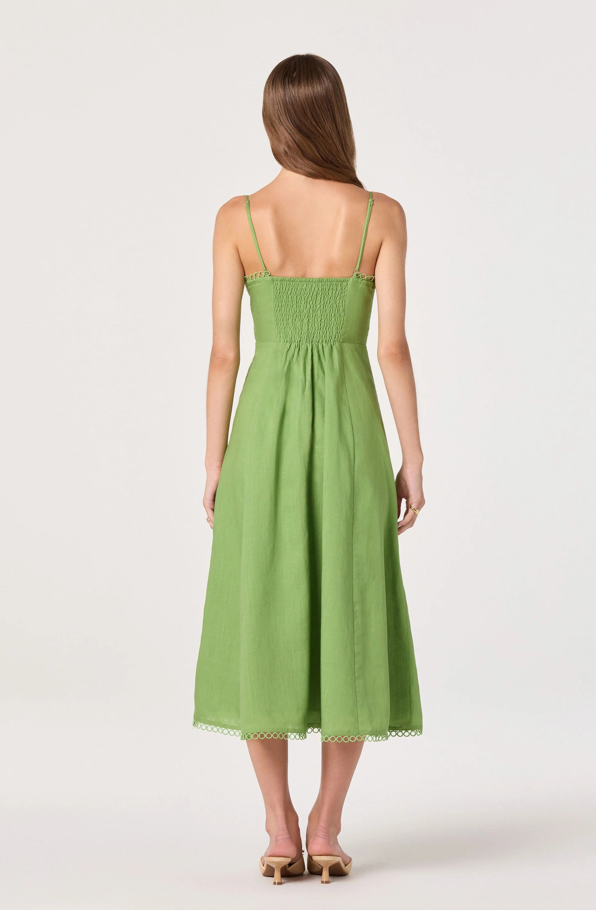 Christie Sweetheart Linen Dress-Green