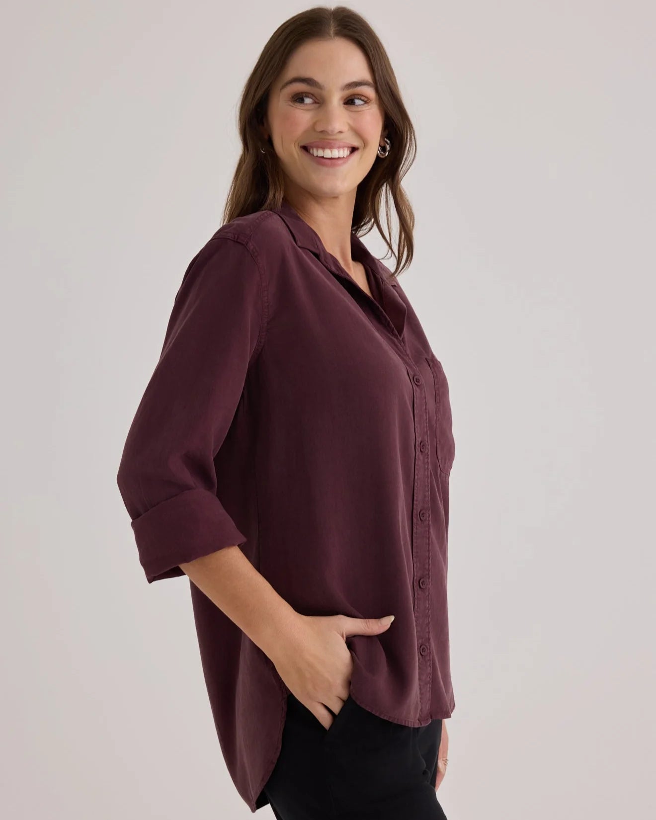 Split Back Button Down - pinot