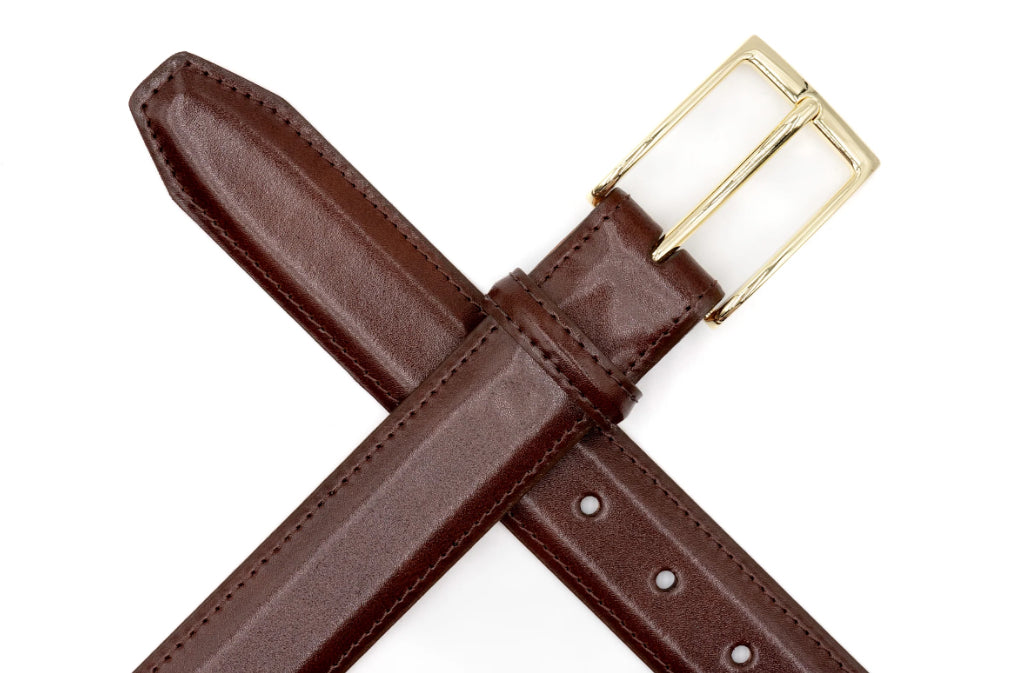 Smith 2 Buckle Leather Belt - Luggage