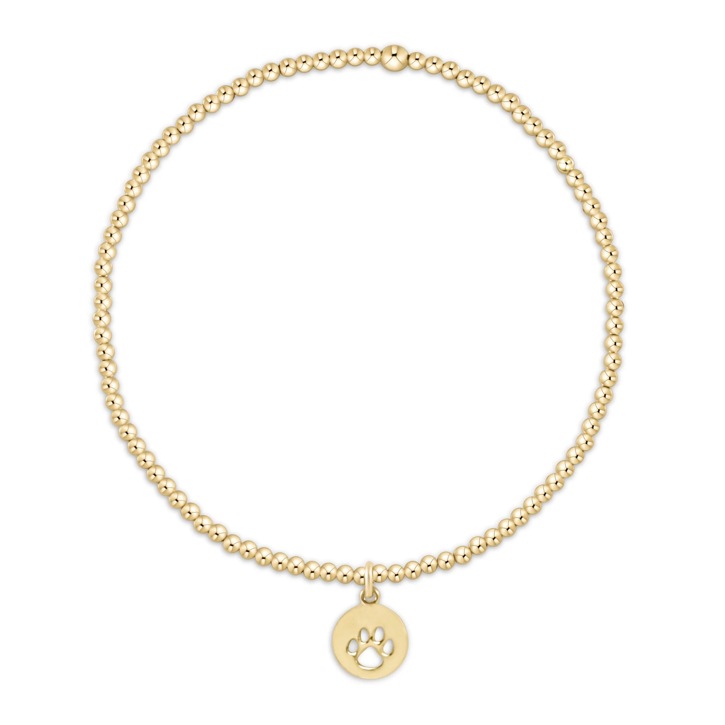 EN-Classic Gold 2mm Bracelet-Paw Print Small Gold Disc