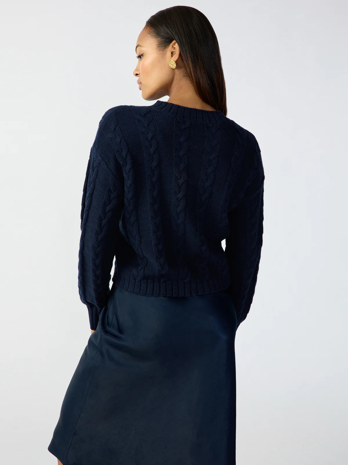 The Cable Sweater-Navy