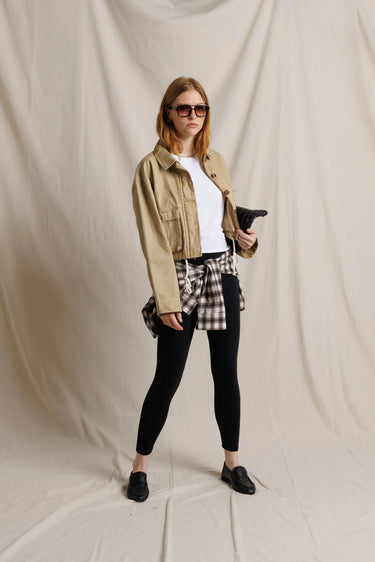 Paloma Cotton Canvas Cropped Utility Jacket