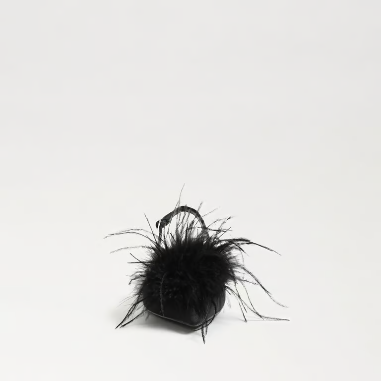 Finch Feather Slingback Pump - Black Satin