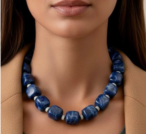 Block Party Necklace-Dark Blue
