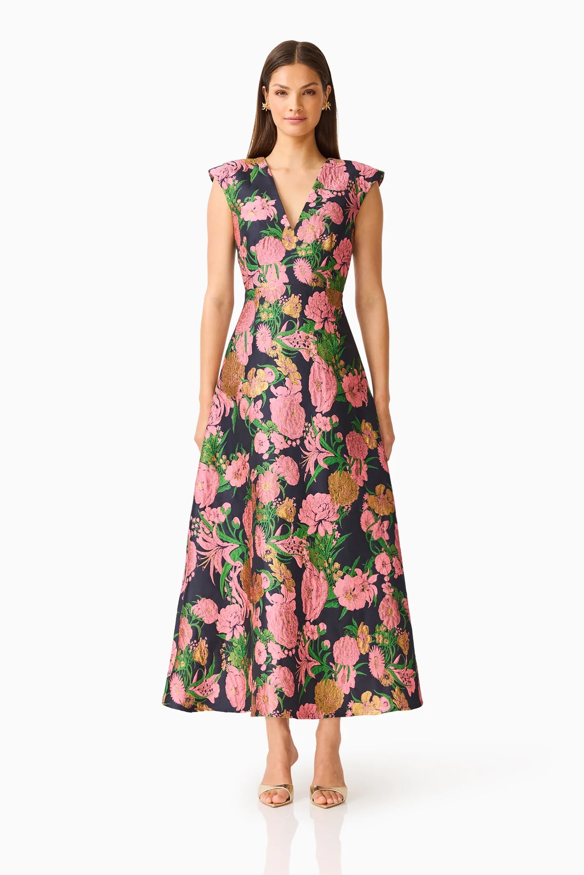 Eclore Maxi Dress-Pink/Black Floral
