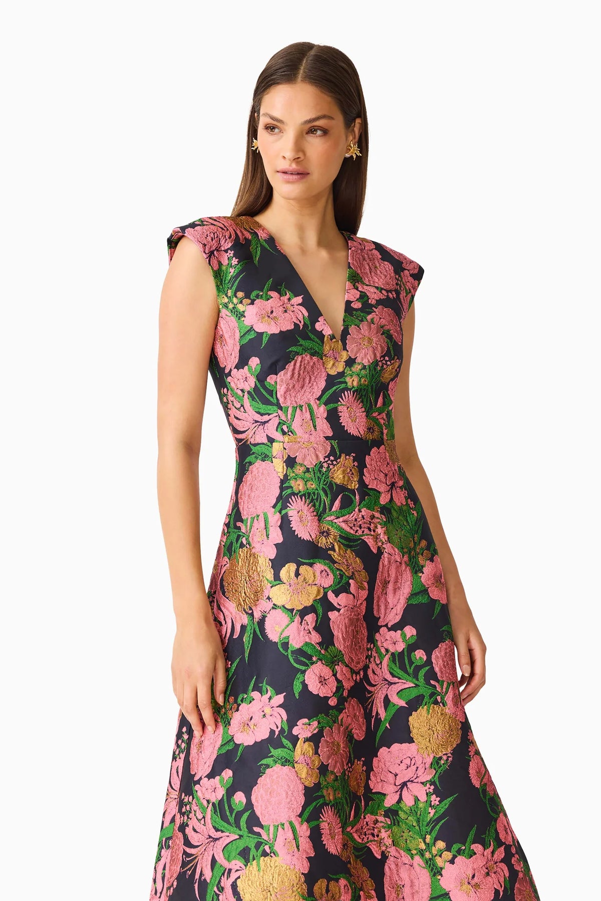 Eclore Maxi Dress-Pink/Black Floral