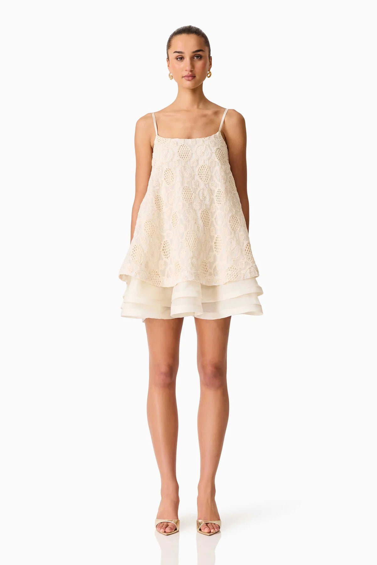 Vessia Shift Mini Dress-Cream