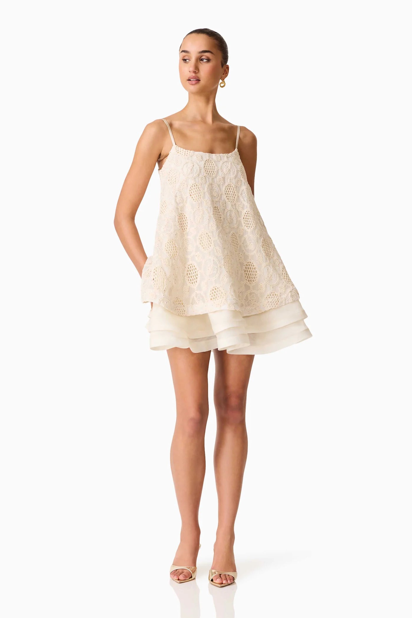 Vessia Shift Mini Dress-Cream