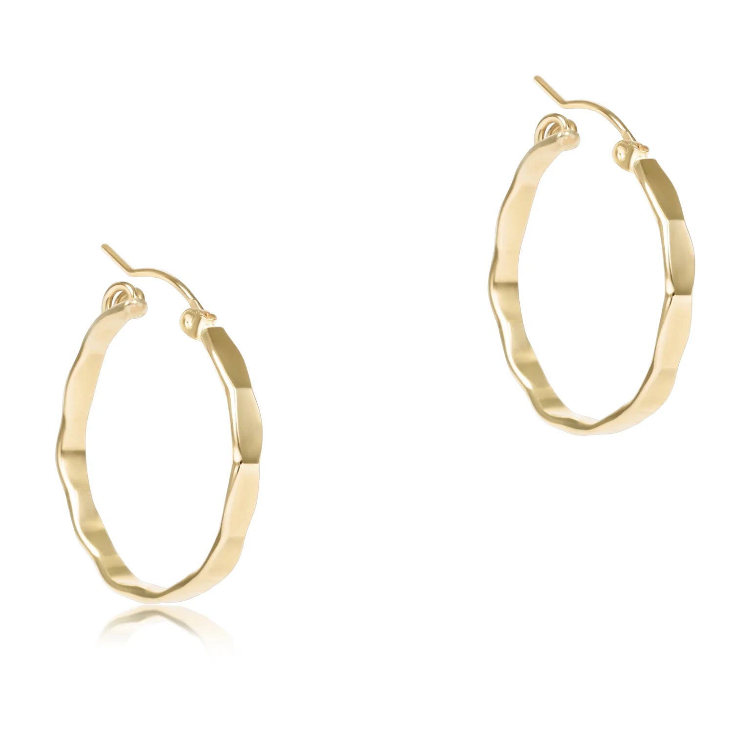 Scalloped Round Gold 1.25" Hoops Smooth-EN