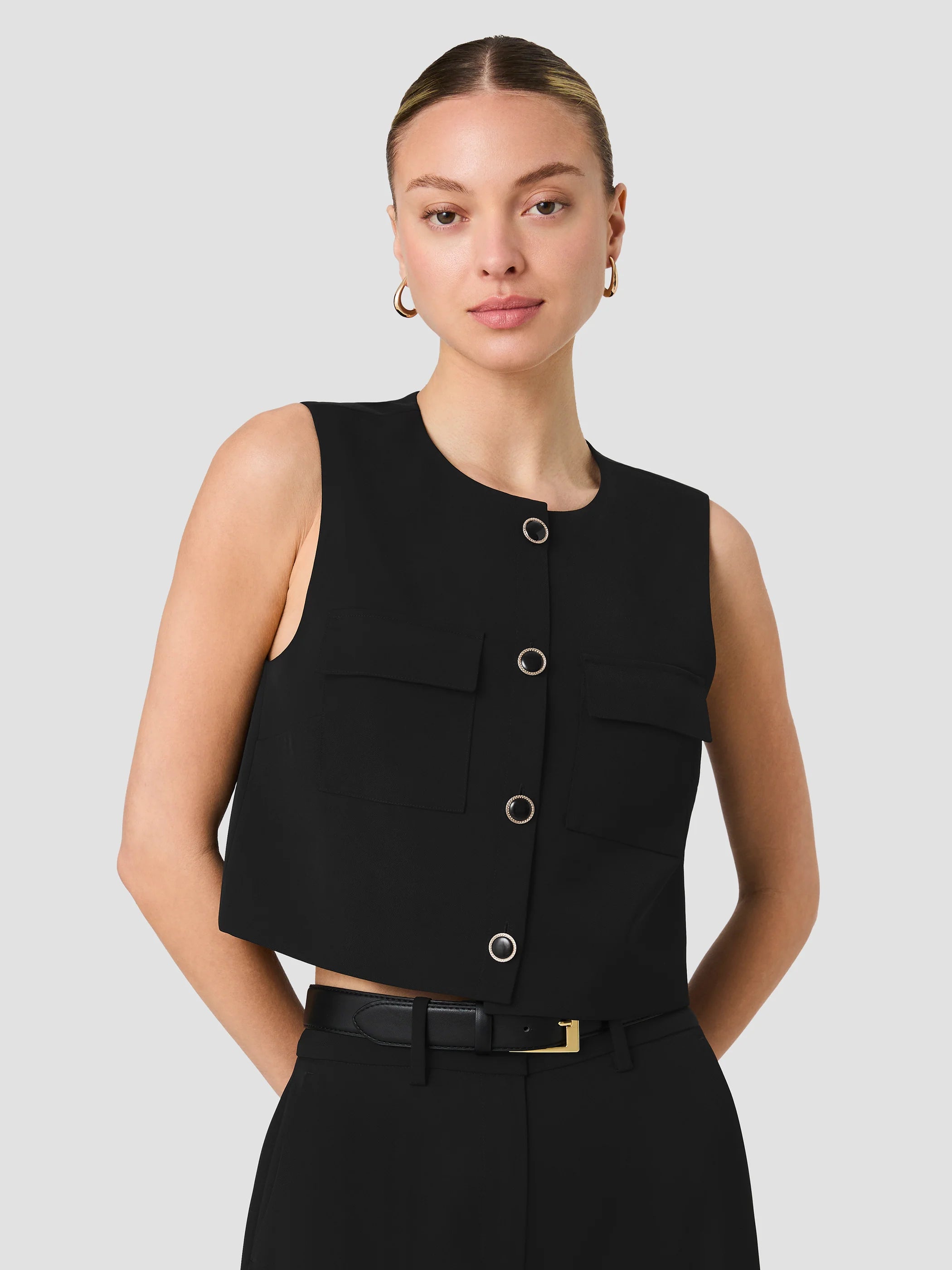 Azra Twill Welt Pocket Mini Skirt - Black